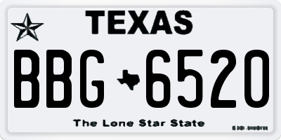 TX license plate BBG6520