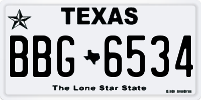 TX license plate BBG6534