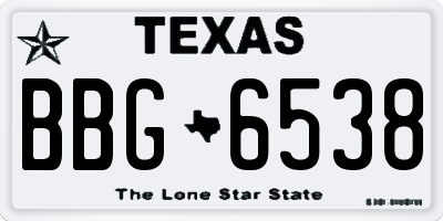 TX license plate BBG6538