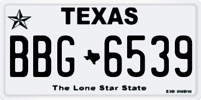 TX license plate BBG6539