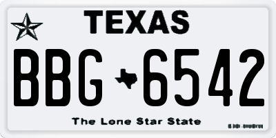 TX license plate BBG6542