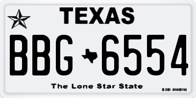 TX license plate BBG6554