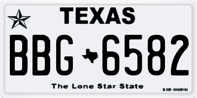 TX license plate BBG6582