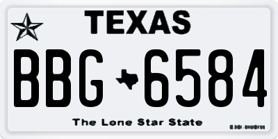 TX license plate BBG6584