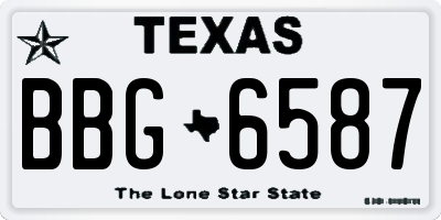 TX license plate BBG6587