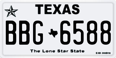 TX license plate BBG6588