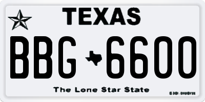 TX license plate BBG6600