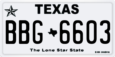 TX license plate BBG6603
