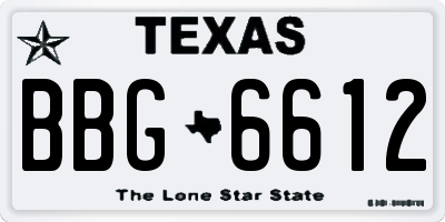 TX license plate BBG6612