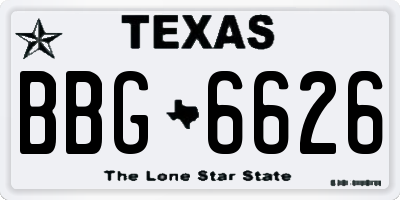 TX license plate BBG6626