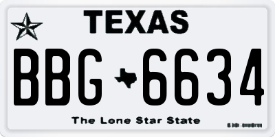 TX license plate BBG6634