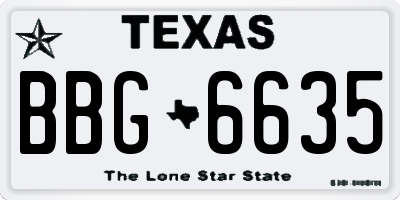 TX license plate BBG6635