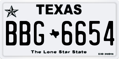 TX license plate BBG6654