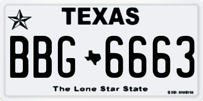 TX license plate BBG6663