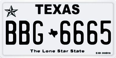 TX license plate BBG6665