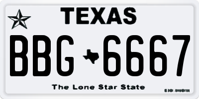 TX license plate BBG6667