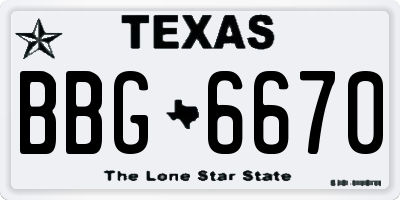 TX license plate BBG6670