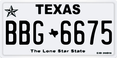 TX license plate BBG6675