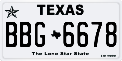 TX license plate BBG6678