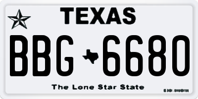 TX license plate BBG6680