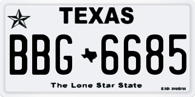 TX license plate BBG6685