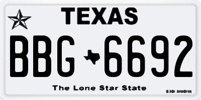 TX license plate BBG6692