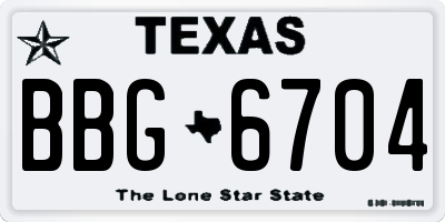 TX license plate BBG6704