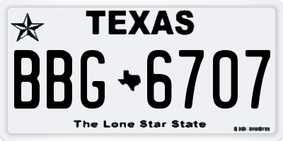 TX license plate BBG6707