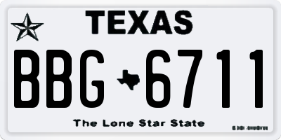 TX license plate BBG6711