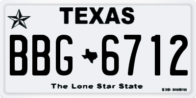 TX license plate BBG6712