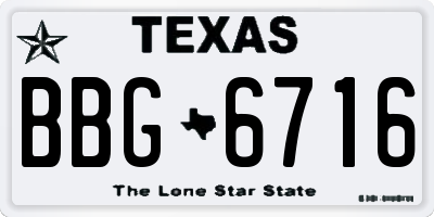 TX license plate BBG6716