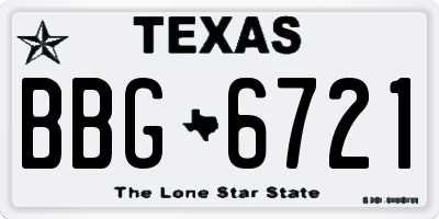 TX license plate BBG6721