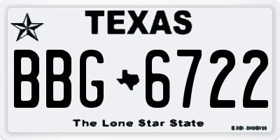 TX license plate BBG6722