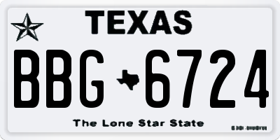 TX license plate BBG6724