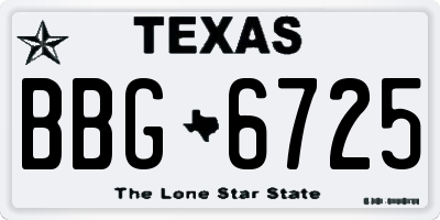 TX license plate BBG6725