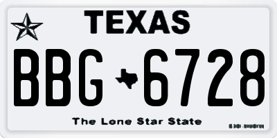 TX license plate BBG6728