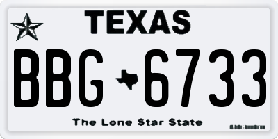 TX license plate BBG6733