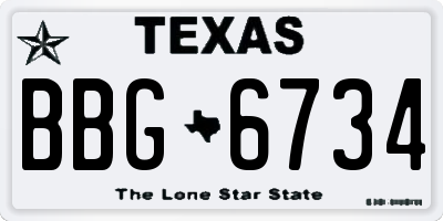 TX license plate BBG6734