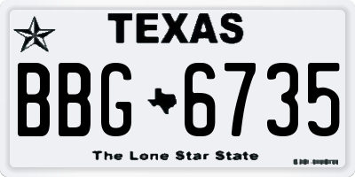 TX license plate BBG6735