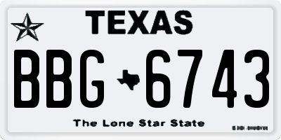 TX license plate BBG6743