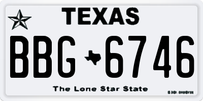 TX license plate BBG6746