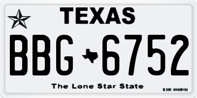 TX license plate BBG6752