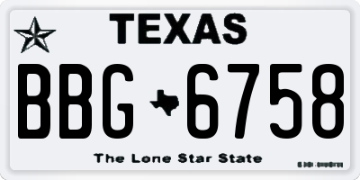 TX license plate BBG6758