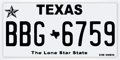 TX license plate BBG6759