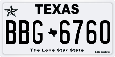 TX license plate BBG6760