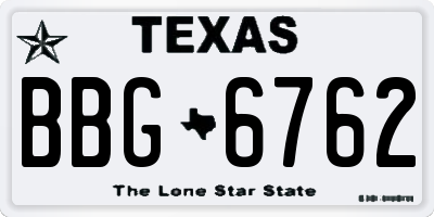 TX license plate BBG6762