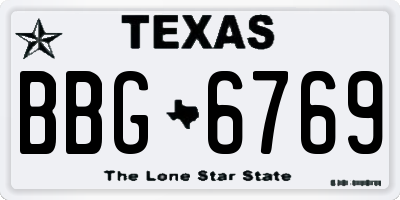 TX license plate BBG6769