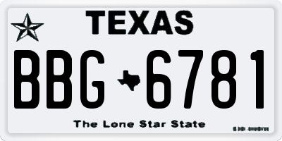 TX license plate BBG6781