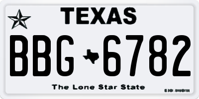 TX license plate BBG6782