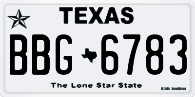 TX license plate BBG6783